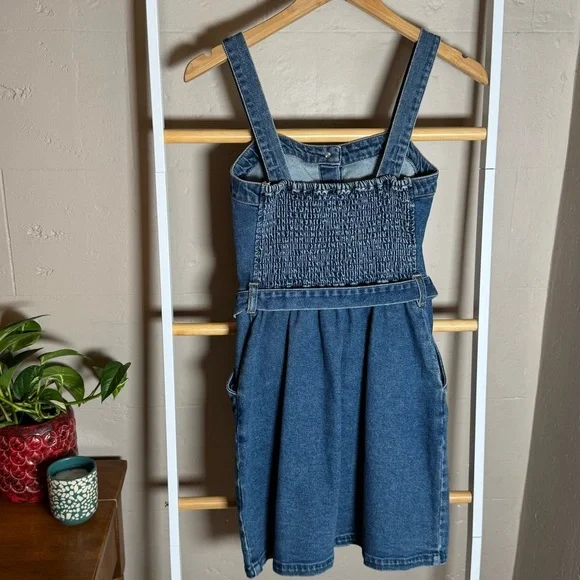 Hollister Woman’s Denim Blue Jumper Dress Button Up Tie Waist Sz S - Picture 4 of 8